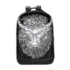 Cow Head 3D PU Leather Casual Laptop Backpack-0