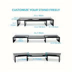 Adjustable Dual Monitor Stand Riser - Extra Long Office Desktop Organizer for 2 Monitors (Up to 48.2")