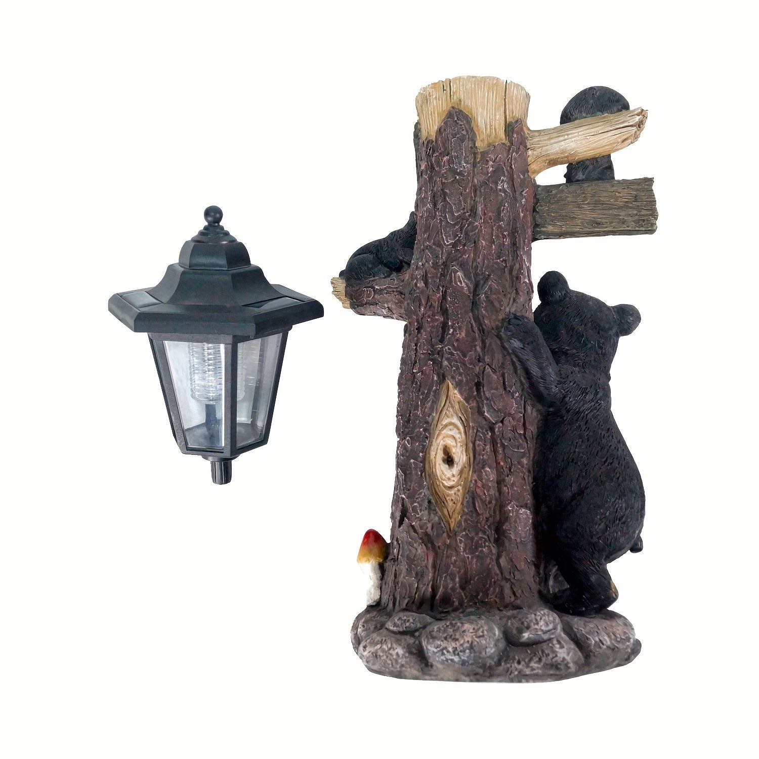 NNETM Solar Resin Bear Statue with LED Lights-0