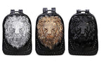 Fashion Punk Rivets Waterproof 3D Lion Head Backpack Laptop Computer Knapsack Bags-0