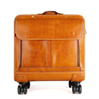 Genuine Vintage Italian Vegetable Tanned Leather 20-inch Carry-on Universal wheel Cabin Rolling Spinner Travel Luggage-5