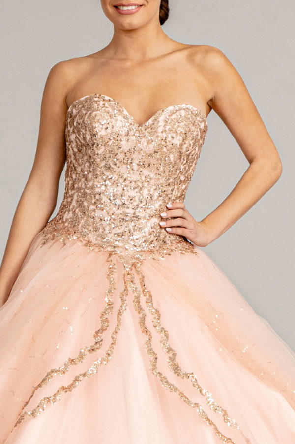 Sequin and Glitter Embellished Sweetheart Quinceanera Dress-2