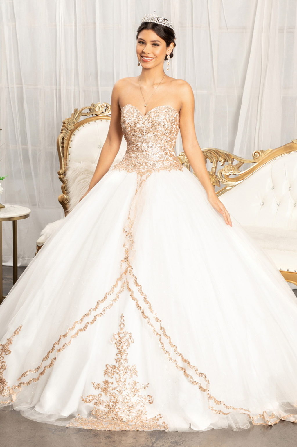 Sequin and Glitter Embellished Sweetheart Quinceanera Dress-0