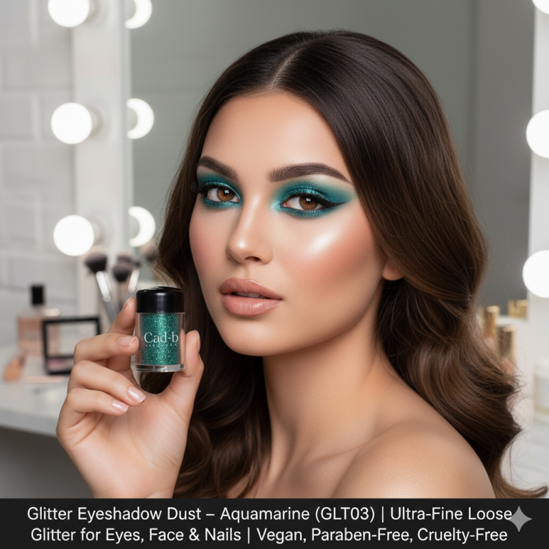 Glitter Eyeshadow Dust – Aquamarine (GLT03) | Ultra-Fine Loose Glitter for Eyes, Face & Nails | Vegan, Paraben-Free, Cruelty-Free-0