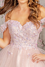 Butterfly Applique Sequin Mesh Babydoll Dress w/ Sheer Straps-2