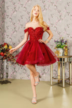 Butterfly Applique Sequin Mesh Babydoll Dress w/ Sheer Straps-4