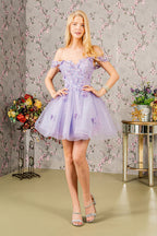 Butterfly Applique Sequin Mesh Babydoll Dress w/ Sheer Straps-6