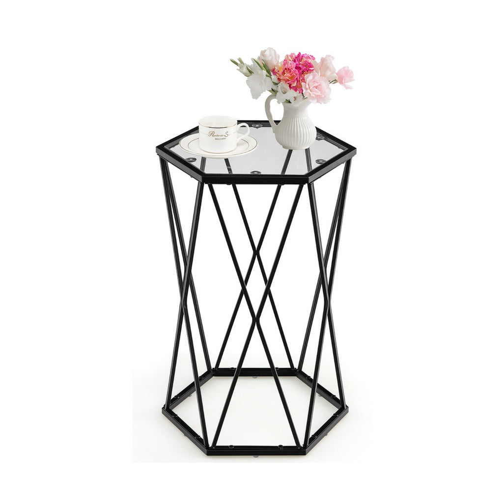 NNECW Compact Coffee Table with Tempered Glass Top for Living Room/Bedroom