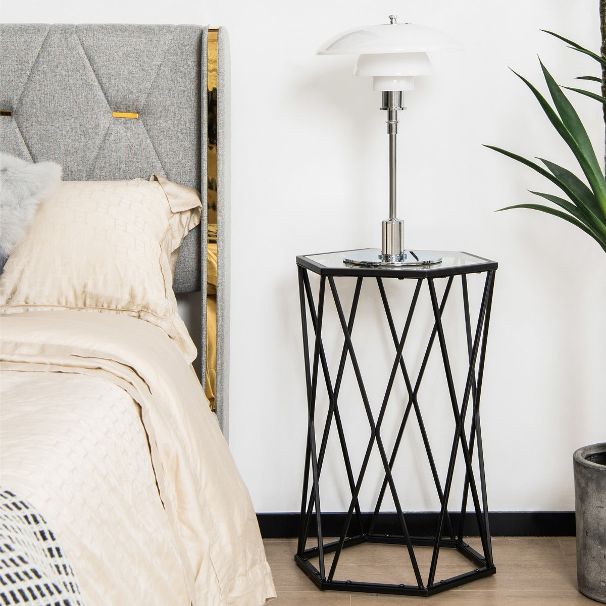 NNECW Compact Coffee Table with Tempered Glass Top for Living Room/Bedroom