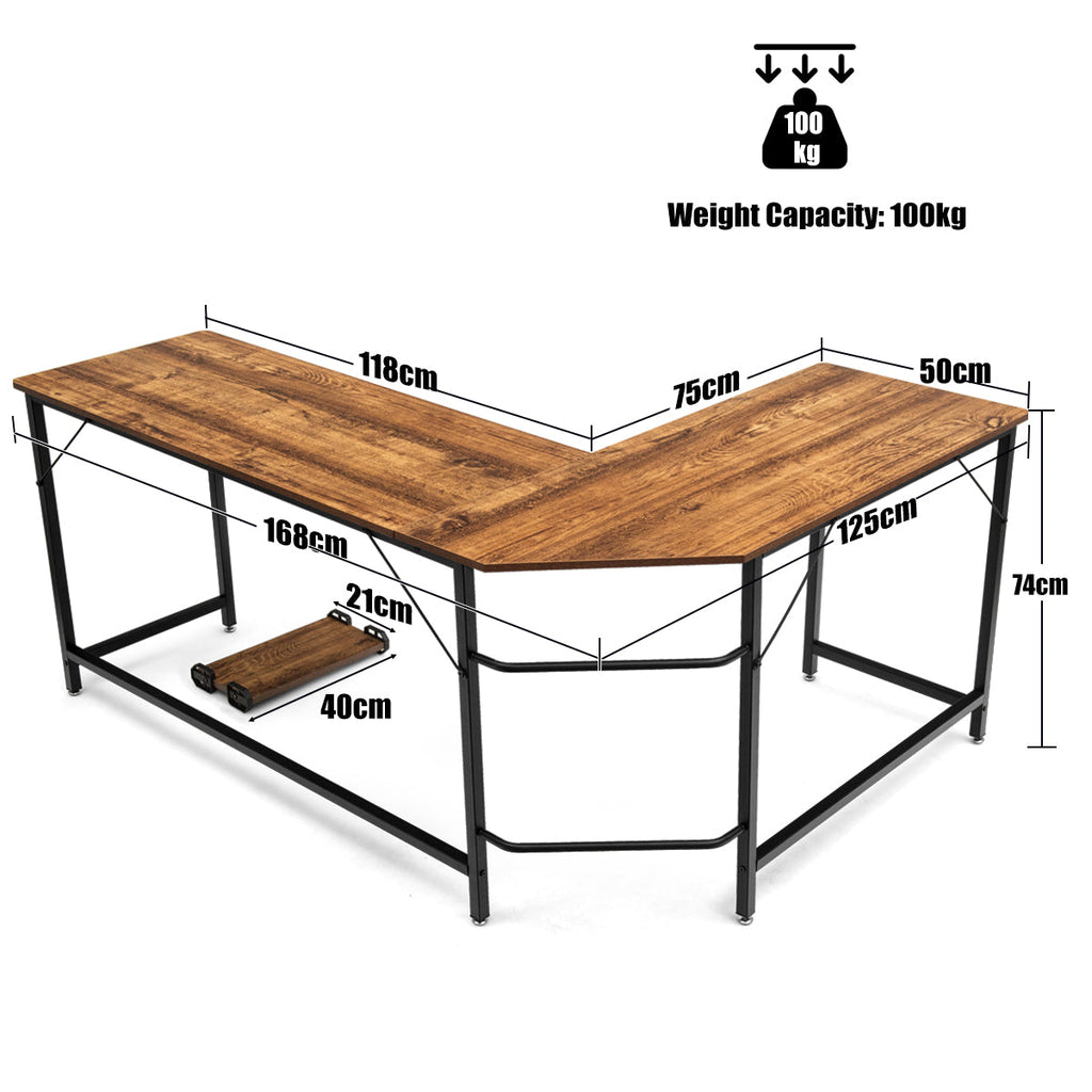 NNECW Wood L-Shaped Computer Desk with Adjustable Foot Pad
