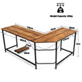 NNECW Wood L-Shaped Computer Desk with Adjustable Foot Pad