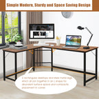 NNECW Wood L-Shaped Computer Desk with Adjustable Foot Pad