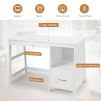 NNECW White Computer Laptop Workstation Drawers Shelf with Spacious Room for Office