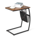 NNECW C-shaped End Table with Side Pocket for Living Room, Bedroom