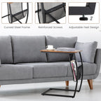 NNECW C-shaped End Table with Side Pocket for Living Room, Bedroom