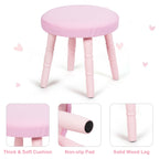 NNECW Vanity Makeup Table Set with Real Mirror for Little Girls Pink