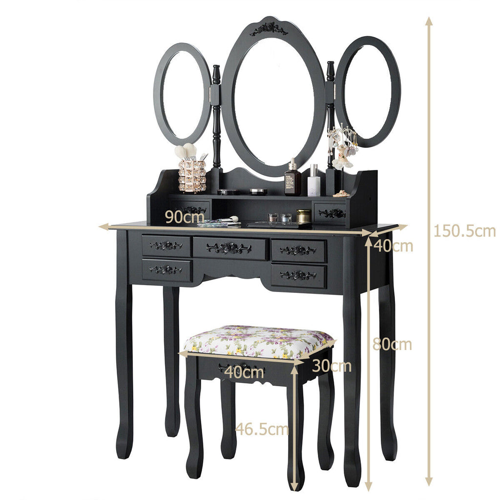 NNECW Dressing Table Set with Makeup Desk & Stool