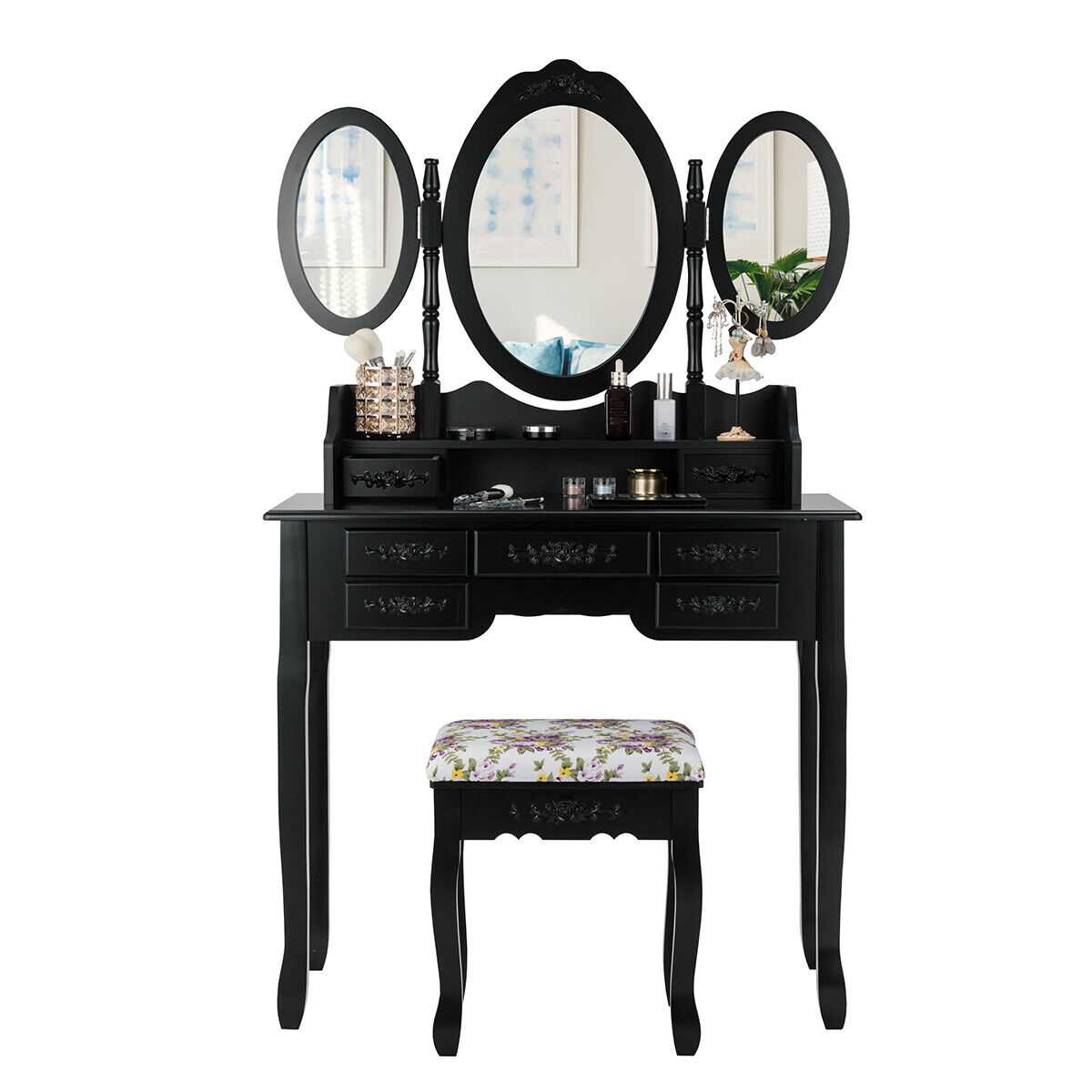 NNECW Dressing Table Set with Makeup Desk & Stool