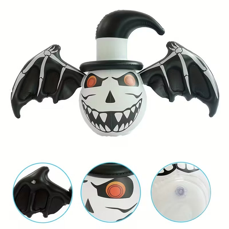 NNETM Halloween Inflatable Skull Bat with Hat-0