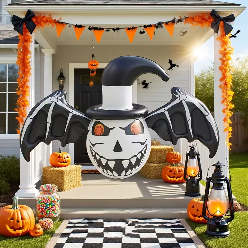 NNETM Halloween Inflatable Skull Bat with Hat-2