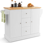 NNECW Large Mobile Kitchen Island Cart with Adjustable Shelves for Kitchen/Dinning Room-White