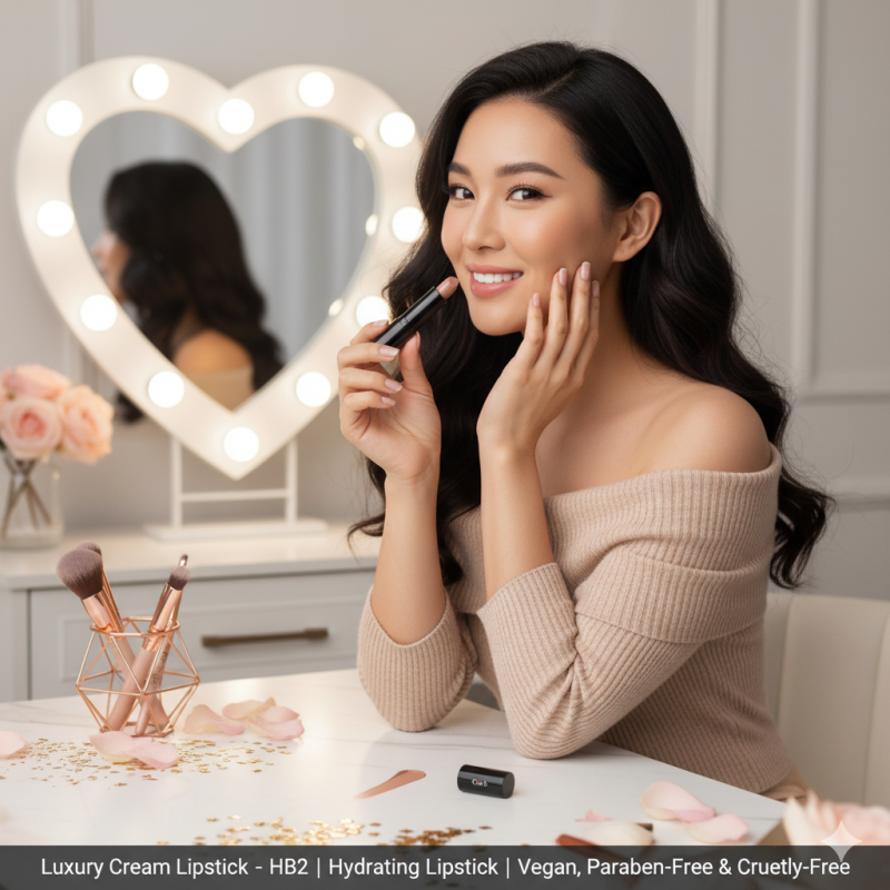 Luxury Cream Lipstick – Next to Nude – HB2 | Hydrating Nude Lipstick | Vegan, Paraben-Free & Cruelty-Free-0