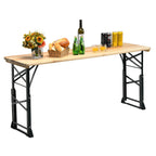 NNECW Patio Folding Picnic Table with Adjustable Heights for Camping/Party/Backyard-1