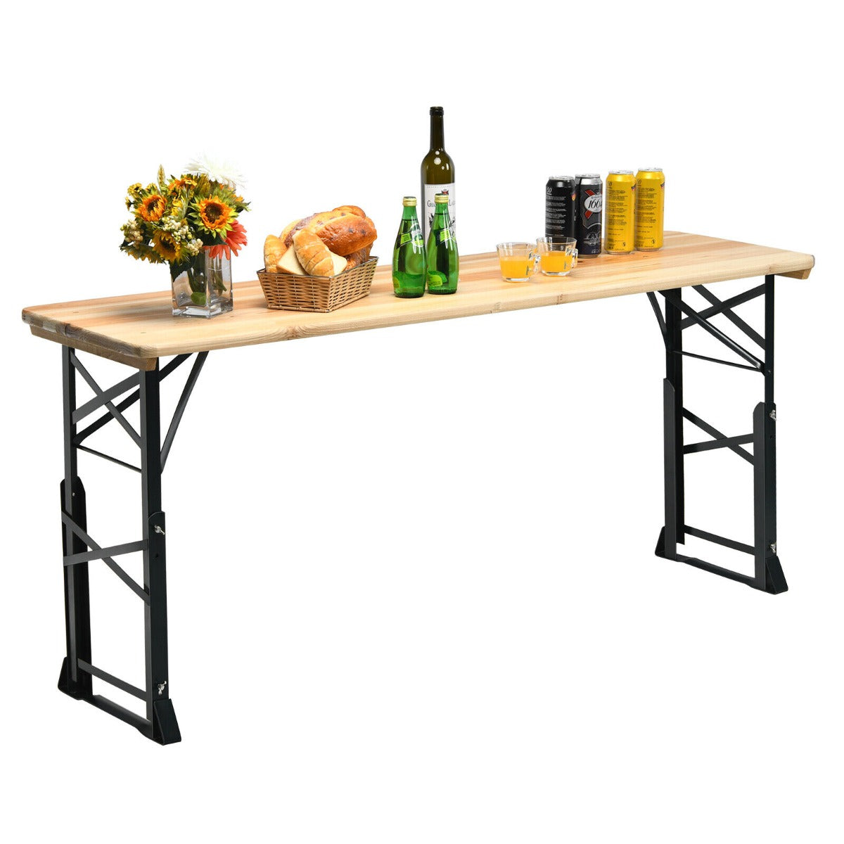 NNECW Patio Folding Picnic Table with Adjustable Heights for Camping/Party/Backyard-1