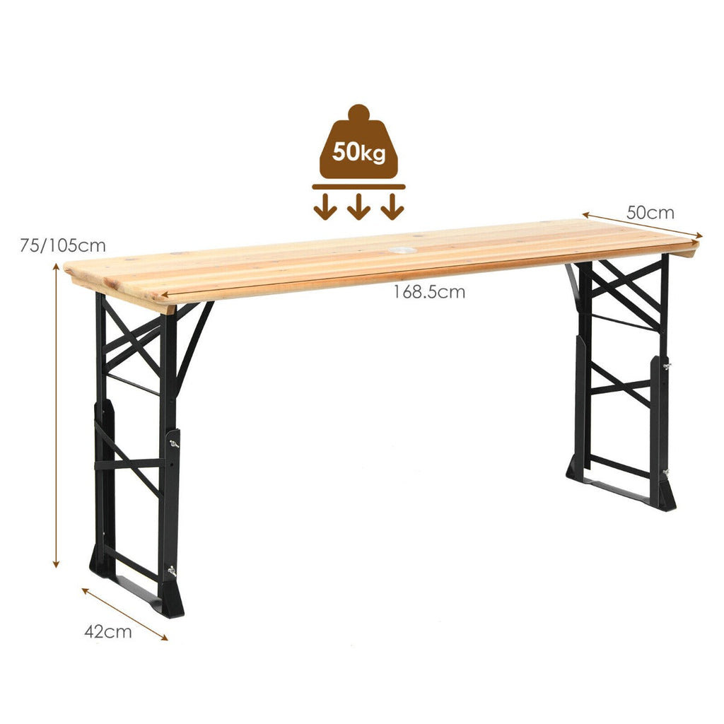NNECW Patio Folding Picnic Table with Adjustable Heights for Camping/Party/Backyard-3