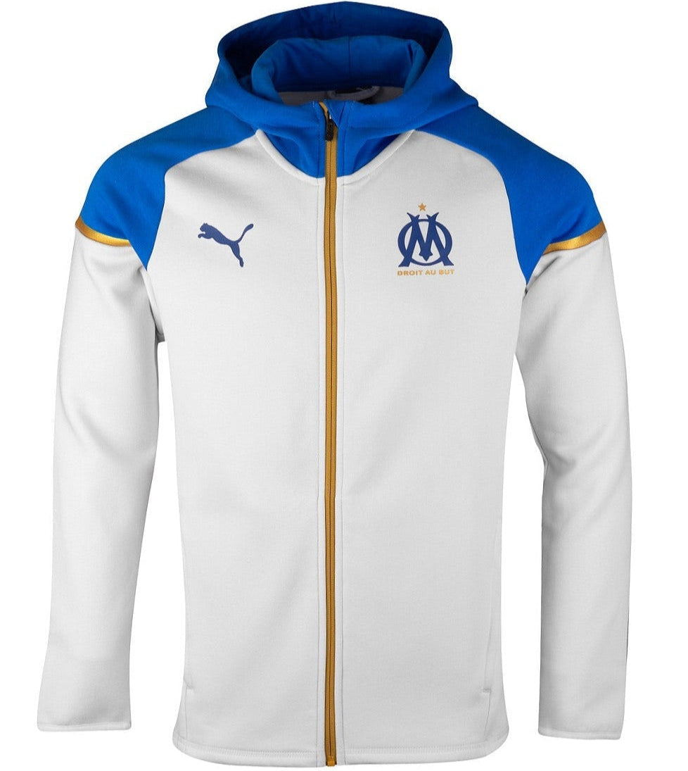 Olympique Marseille white/blue Casual hooded presentation jacket 2023/24 - Puma-0