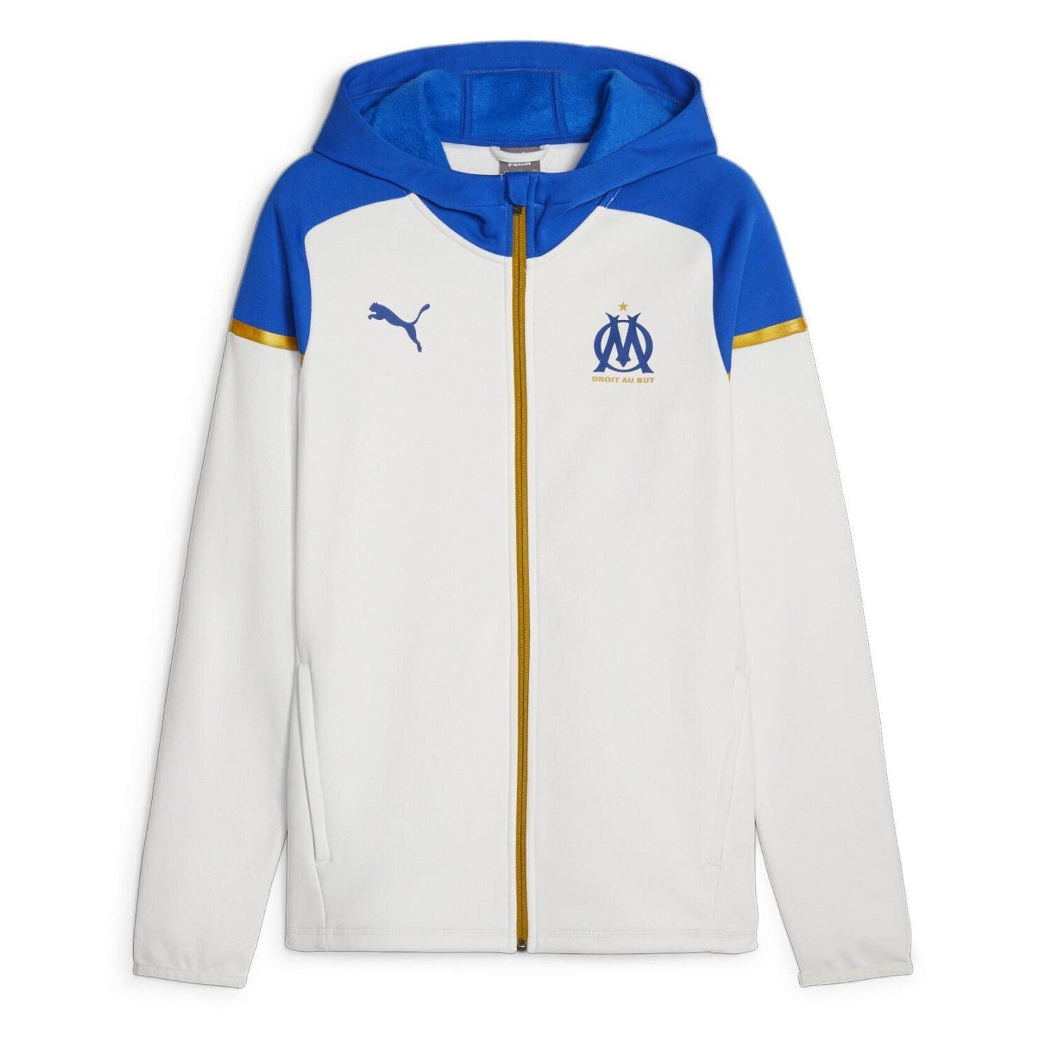 Olympique Marseille white/blue Casual hooded presentation jacket 2023/24 - Puma-1