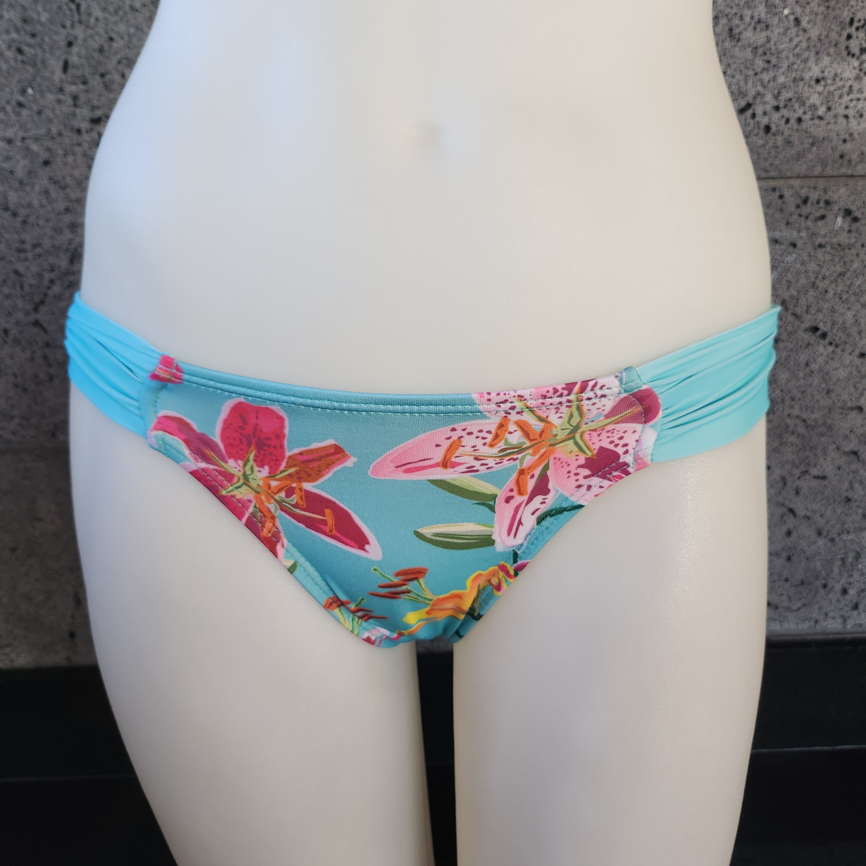 Loco Boutique Woman's Tropical Orchid Side Ruched Bikini Bottom
