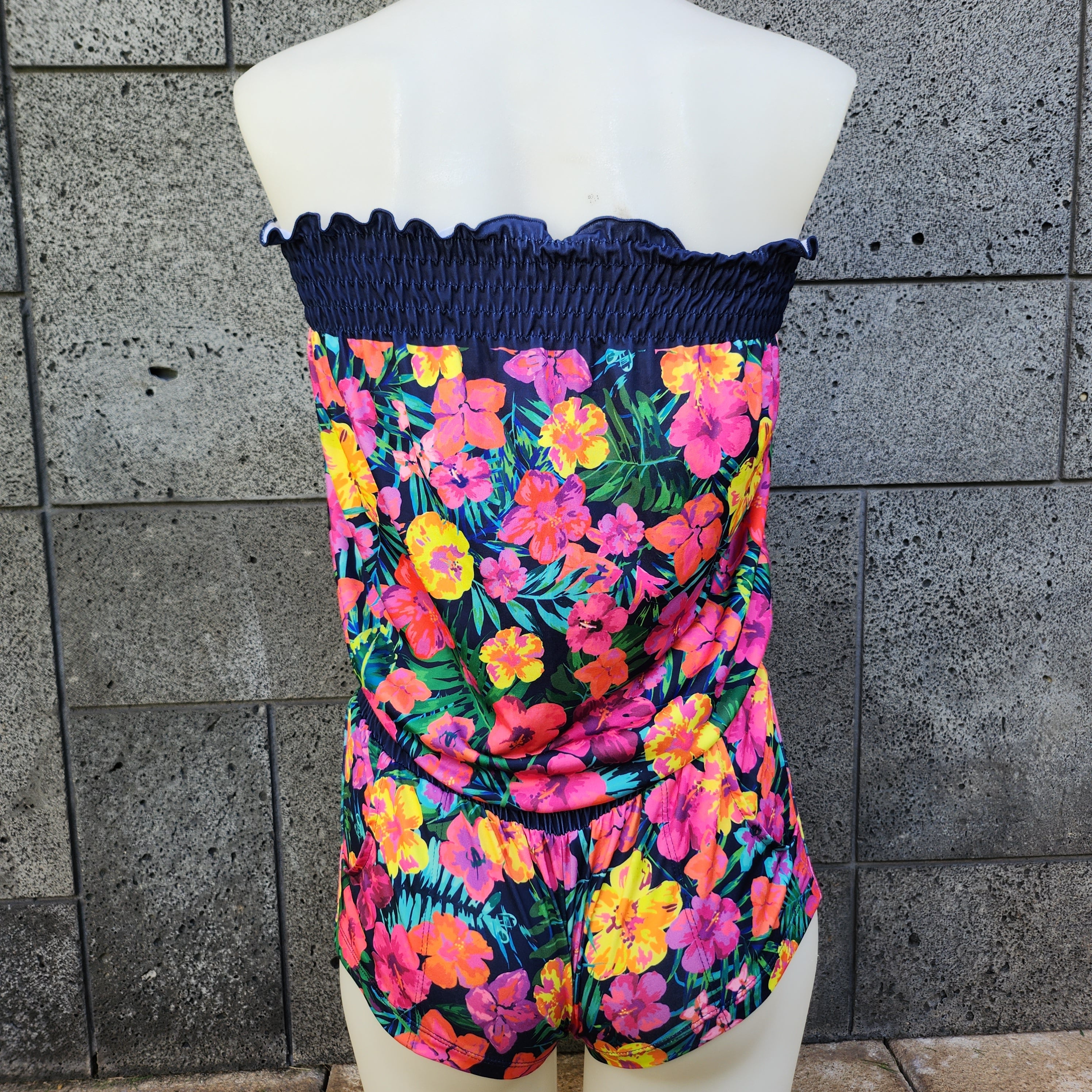 Tropical Flower Strapless Romper-1