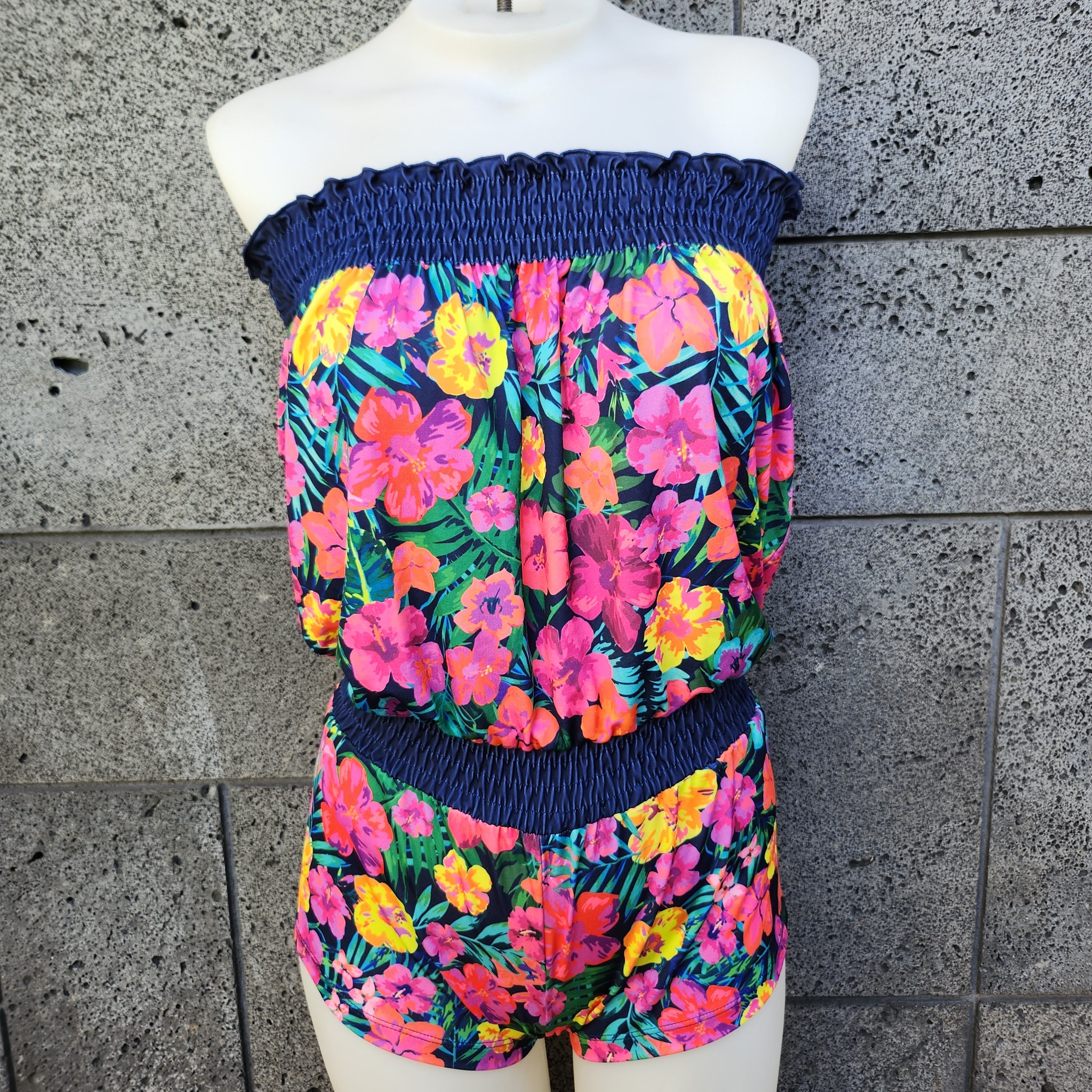 Tropical Flower Strapless Romper-0