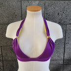 Loco Boutique Purple Ribbed Triangle Bikini Top-0