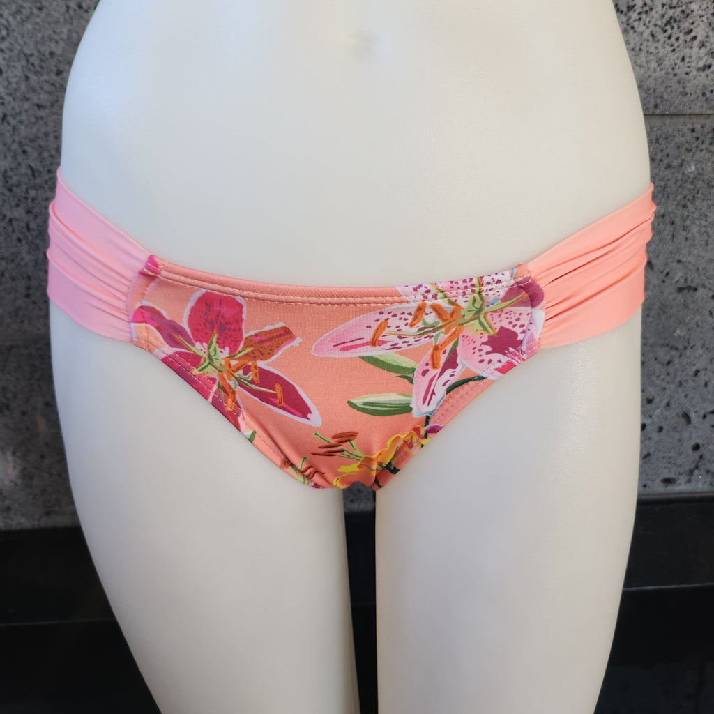 Loco Boutique Woman's Tropical Orchid Side Ruched Bikini Bottom