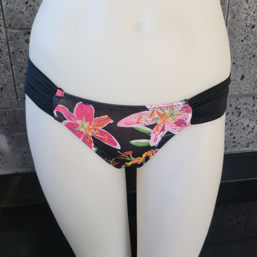 Loco Boutique Woman's Tropical Orchid Side Ruched Bikini Bottom