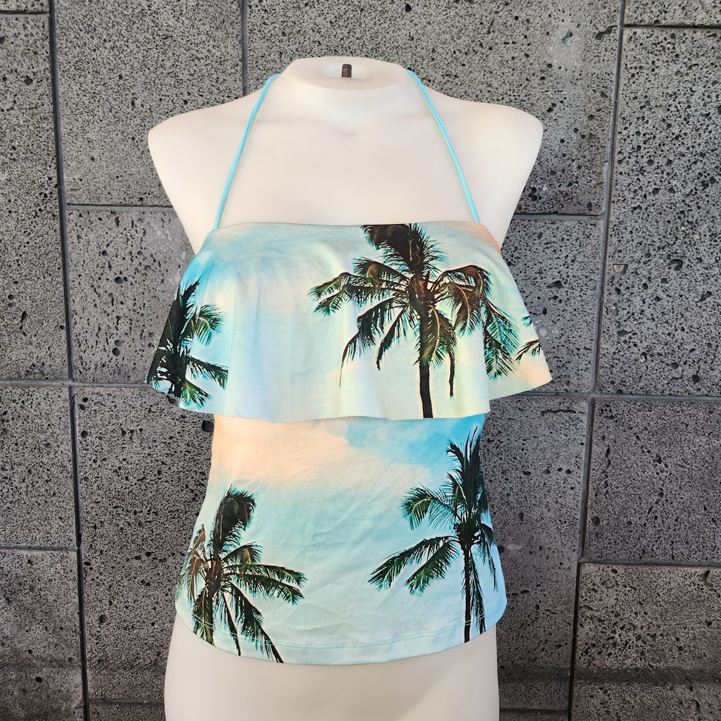 Palm Photo Flounce Top Tankini