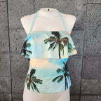 Palm Photo Flounce Top Tankini