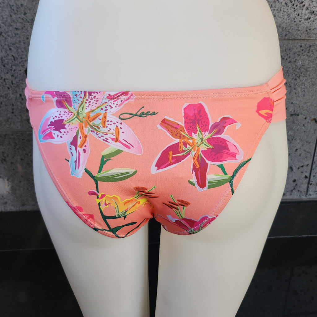 Loco Boutique Woman's Tropical Orchid Side Ruched Bikini Bottom