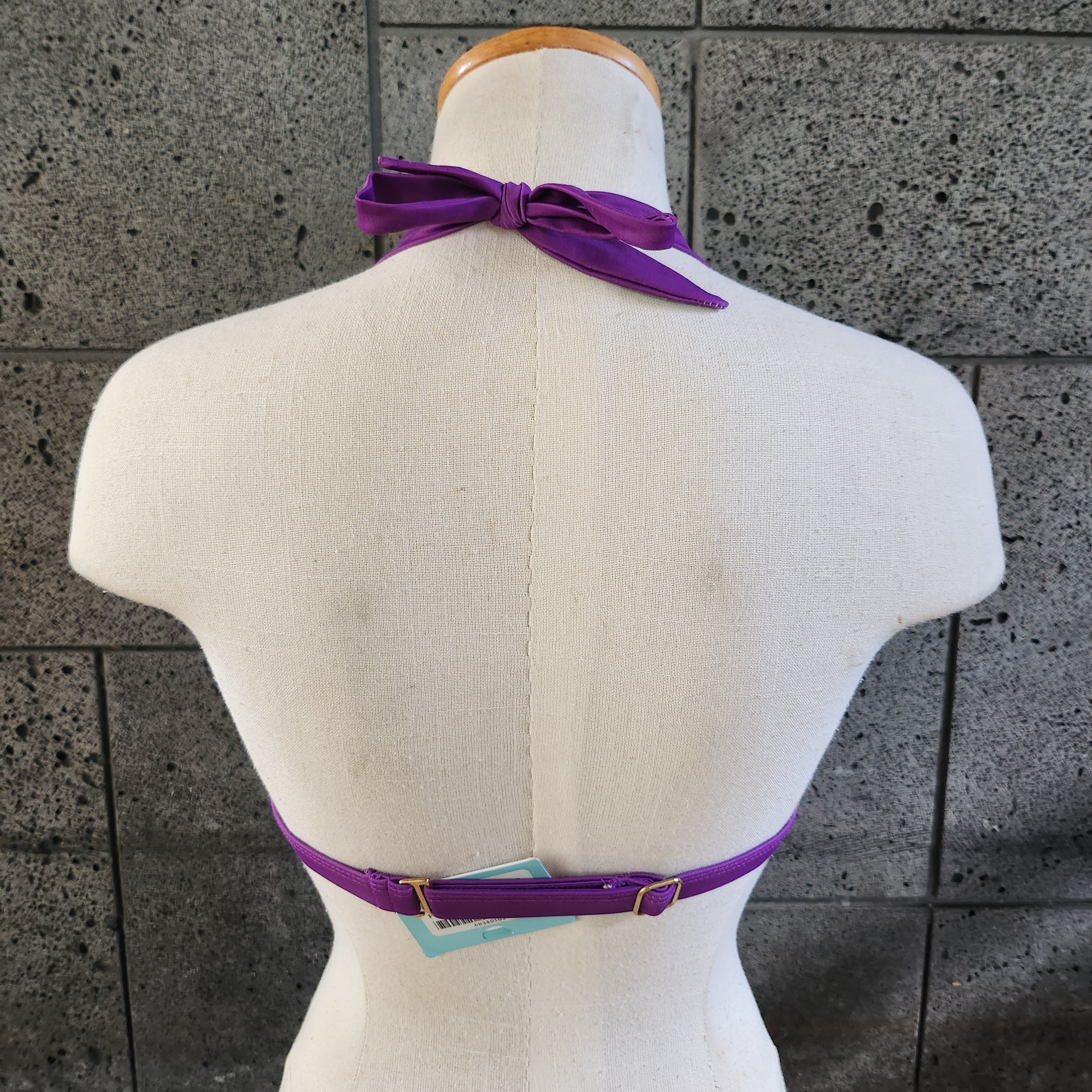 Loco Boutique Purple Ribbed Triangle Bikini Top-1