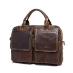 Rossie Viren Men's Briefcase Leather Laptop Bag 14'' Genuine Leather Men Messenger Shoulder Bags Men's Crossbody Handbag-3