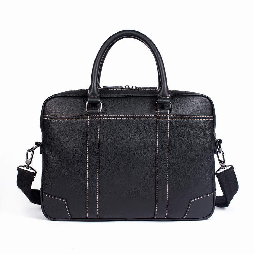 Rossie Viren Vintage Classic Double  Zip Leather  Briefcase Work Bags Brown Stitching-2