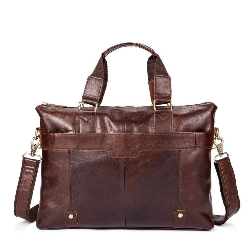 Rossie Viren Vintage Leather Briefcase Work Bag Laptop Satchel Handbag-0