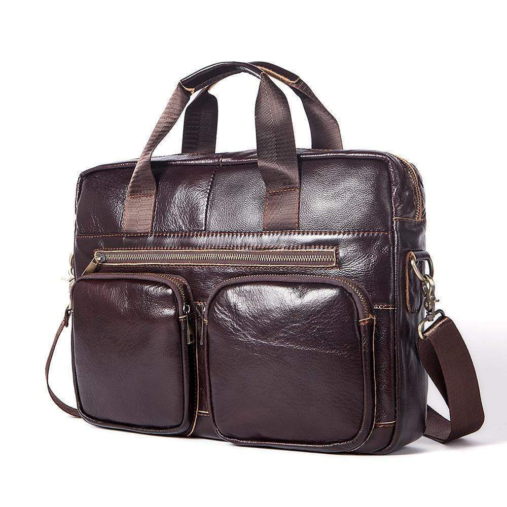 Rossie Viren Vintage Retro Brown  Leather Men's  Briefcase Messenger  Bag