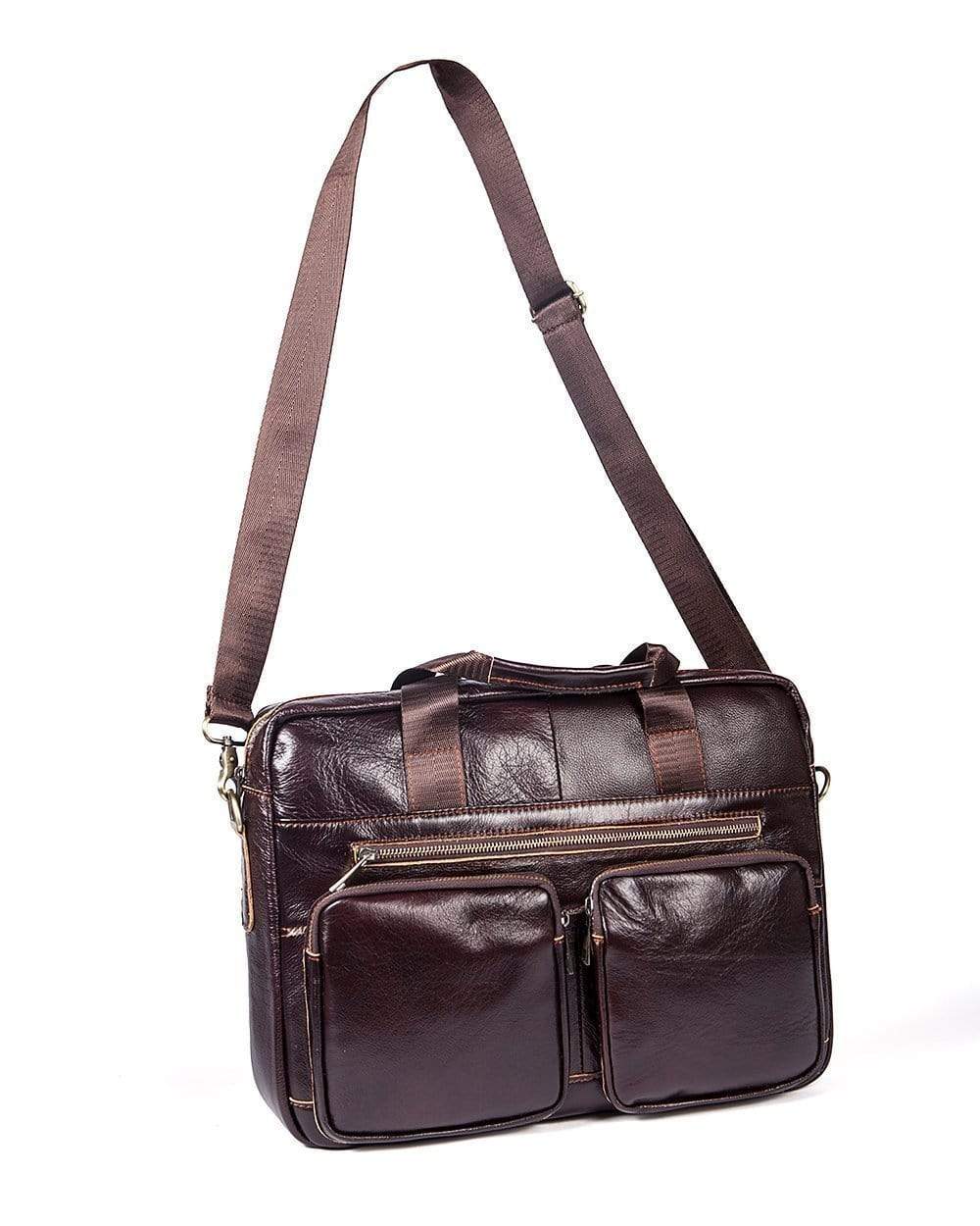 Rossie Viren Vintage Retro Brown  Leather Men's  Briefcase Messenger  Bag