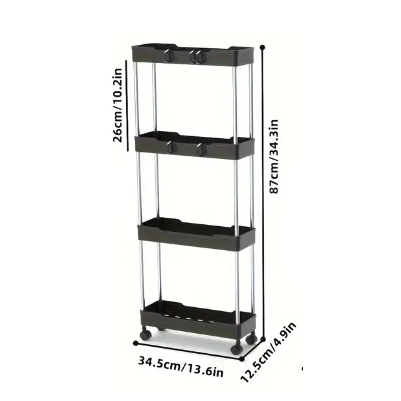 Bathroom Storage Cart with 4-Tier Rolling Organizer