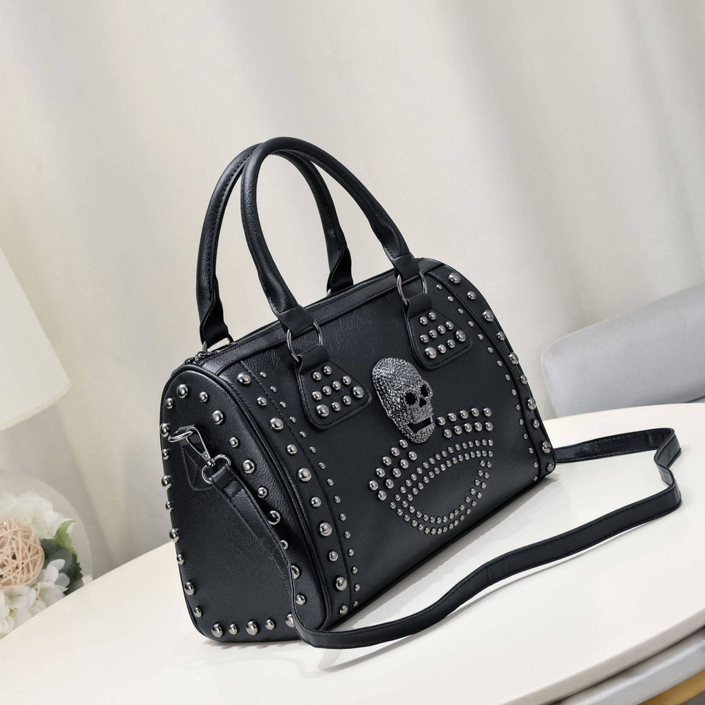 3D Crystal Skull Bag With Studded Satchels-4